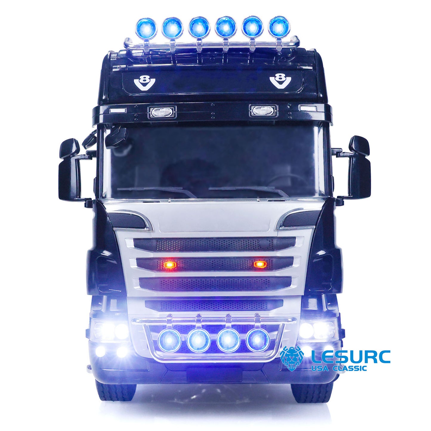 LESU 1/14 8*8 RC Tractor Truck Car Model Painted Assembled Metal Chassis W/ Light Sound System ESC Cabin Set Servo Motor Stickers