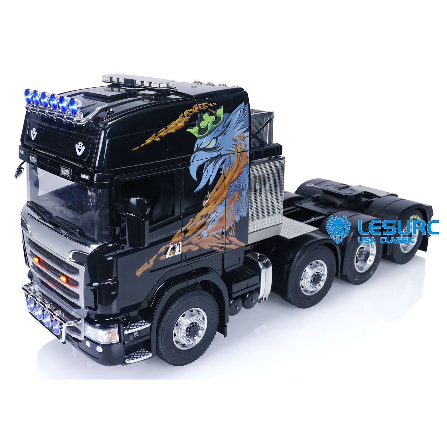 LESU 1/14 8*8 RC Tractor Truck Car Model Painted Assembled Metal Chassis W/ Light Sound System ESC Cabin Set Servo Motor Stickers