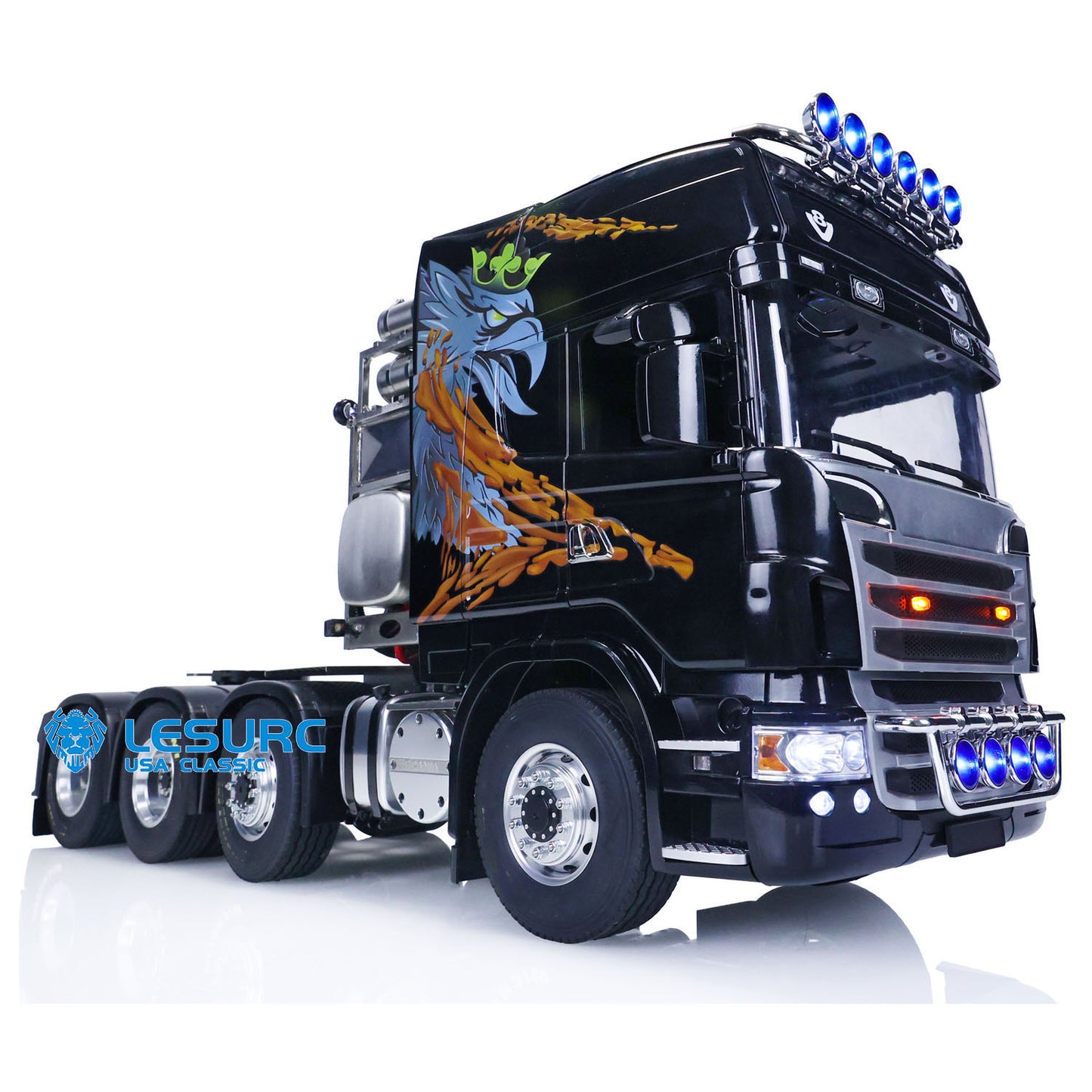 LESU 1/14 8*8 RC Tractor Truck Car Model Painted Assembled Metal Chassis W/ Light Sound System ESC Cabin Set Servo Motor Stickers