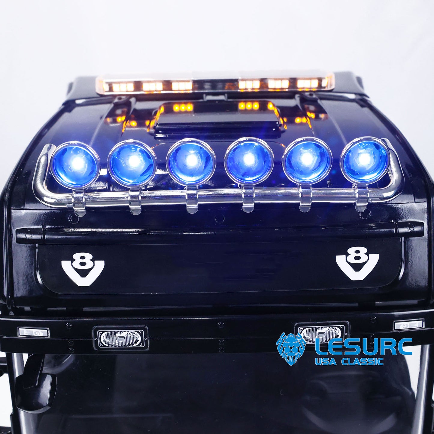 LESU 1/14 8*8 RC Tractor Truck Car Model Painted Assembled Metal Chassis W/ Light Sound System ESC Cabin Set Servo Motor Stickers