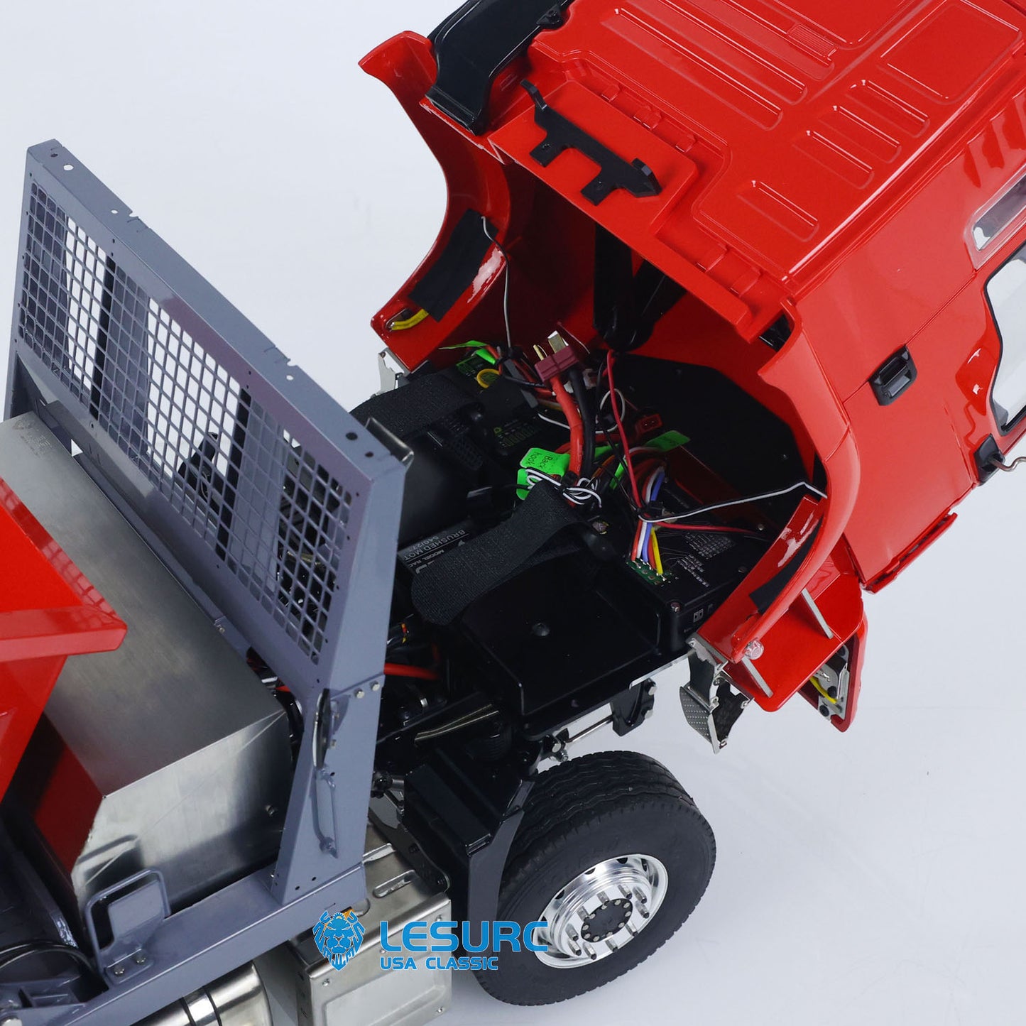 LESU Metal 1/14 RC Hydraulic Swing Arm Garbage Dump Truck 4X4 Remote Control Skip Loader RTR TGS Light Sound ST8 Radio Battery