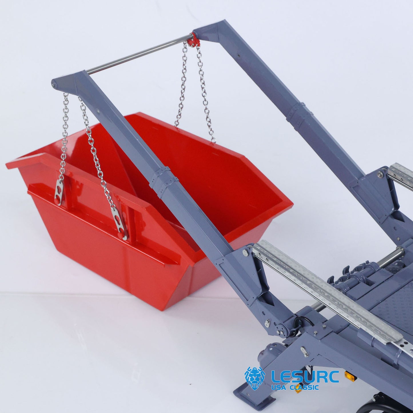 LESU Metal 1/14 RC Hydraulic Swing Arm Garbage Dump Truck 4X4 Remote Control Skip Loader RTR TGS Light Sound ST8 Radio Battery