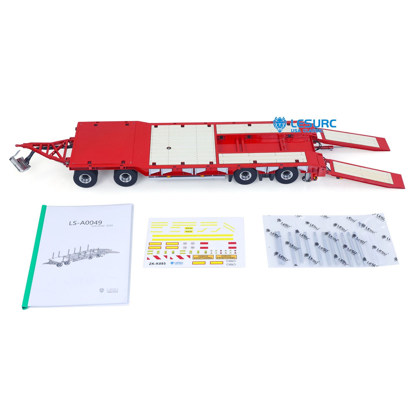 LESU 1/14 Metal Hydraulic Lifting Tailboard Trailer Rear Support Legs 2CH Valve Pump for RC Tractor Truck DIY Lorry Excavator