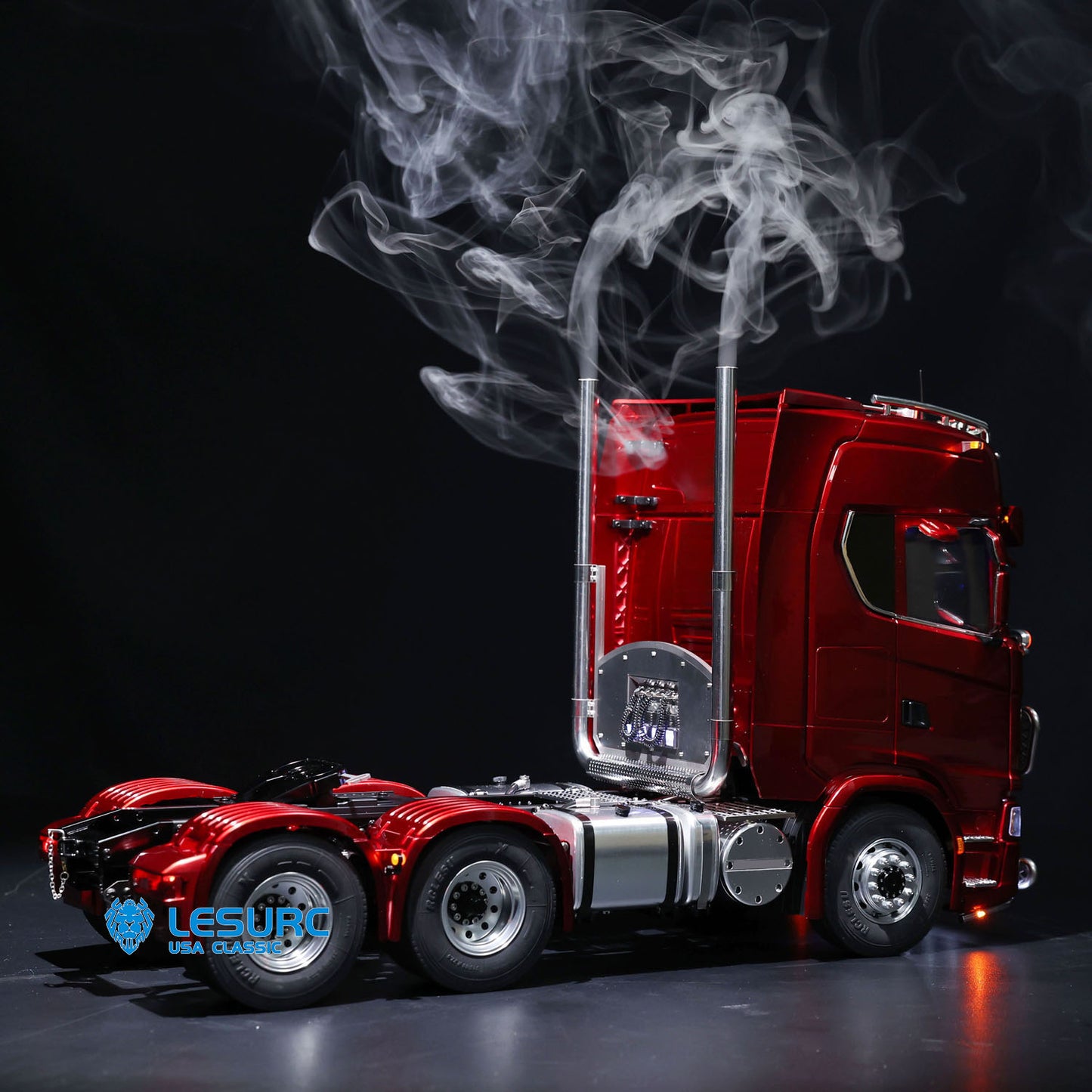 LESU 1/14 RC Tractor Truck 6*6 770S Metal Chassis Simulation Car Model Light Sound Smoke Differential 2-Speed FlySky ST8 Radio