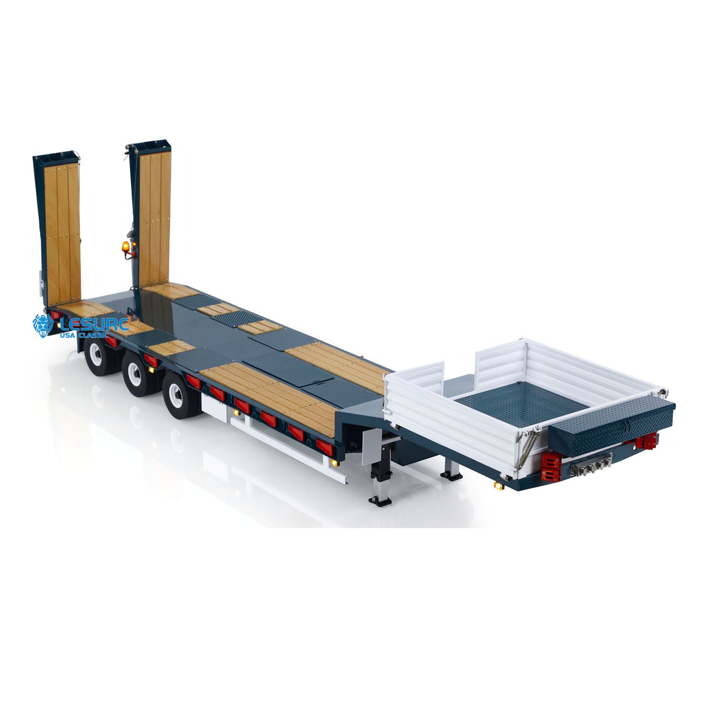 LESU Metal Trailer Hydraulic Lifting Tailboard Painted for RC Tractor Truck Car Emulated Construction Vehicle Hobby Models Light