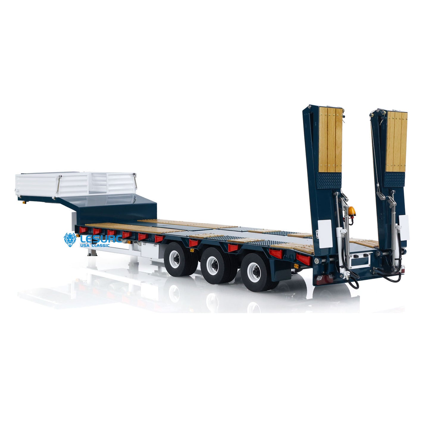 LESU Metal Trailer Hydraulic Lifting Tailboard Painted for RC Tractor Truck Car Emulated Construction Vehicle Hobby Models Light