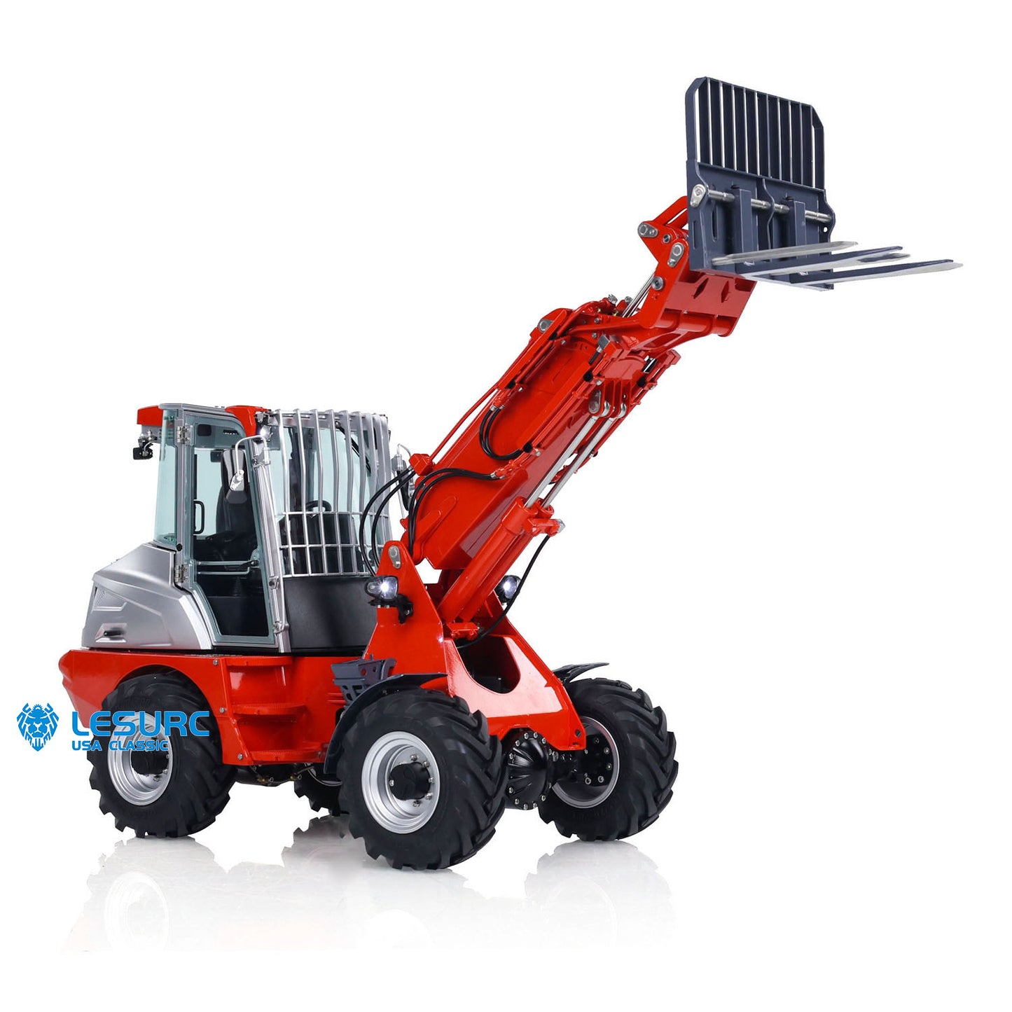 1/14 LESU RC Hydraulic Fork Loader AT1050 Telescopic Arm Truck Remote Control Car I6S Radio Light Sound System