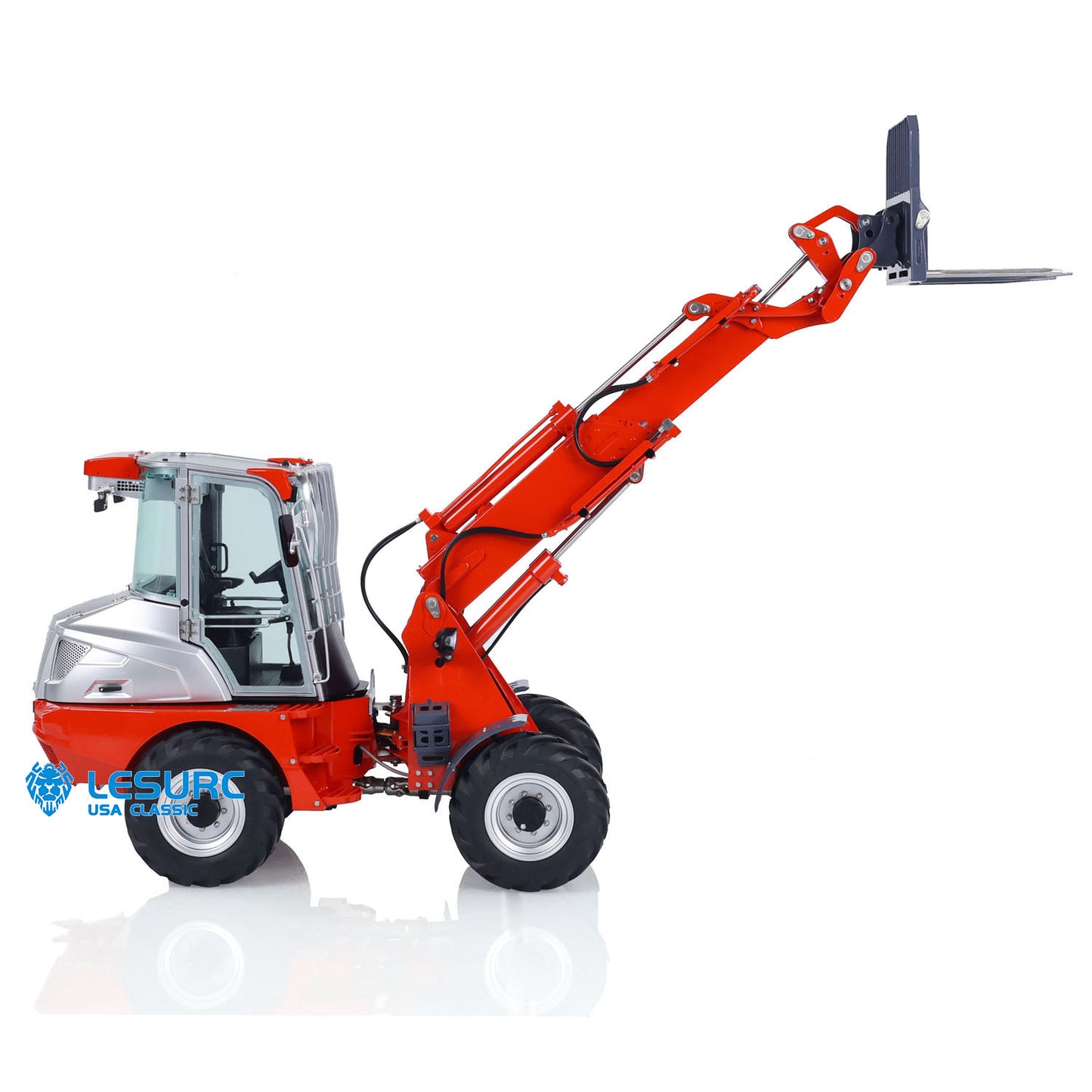1/14 LESU RC Hydraulic Fork Loader AT1050 Telescopic Arm Truck Remote Control Car I6S Radio Light Sound System
