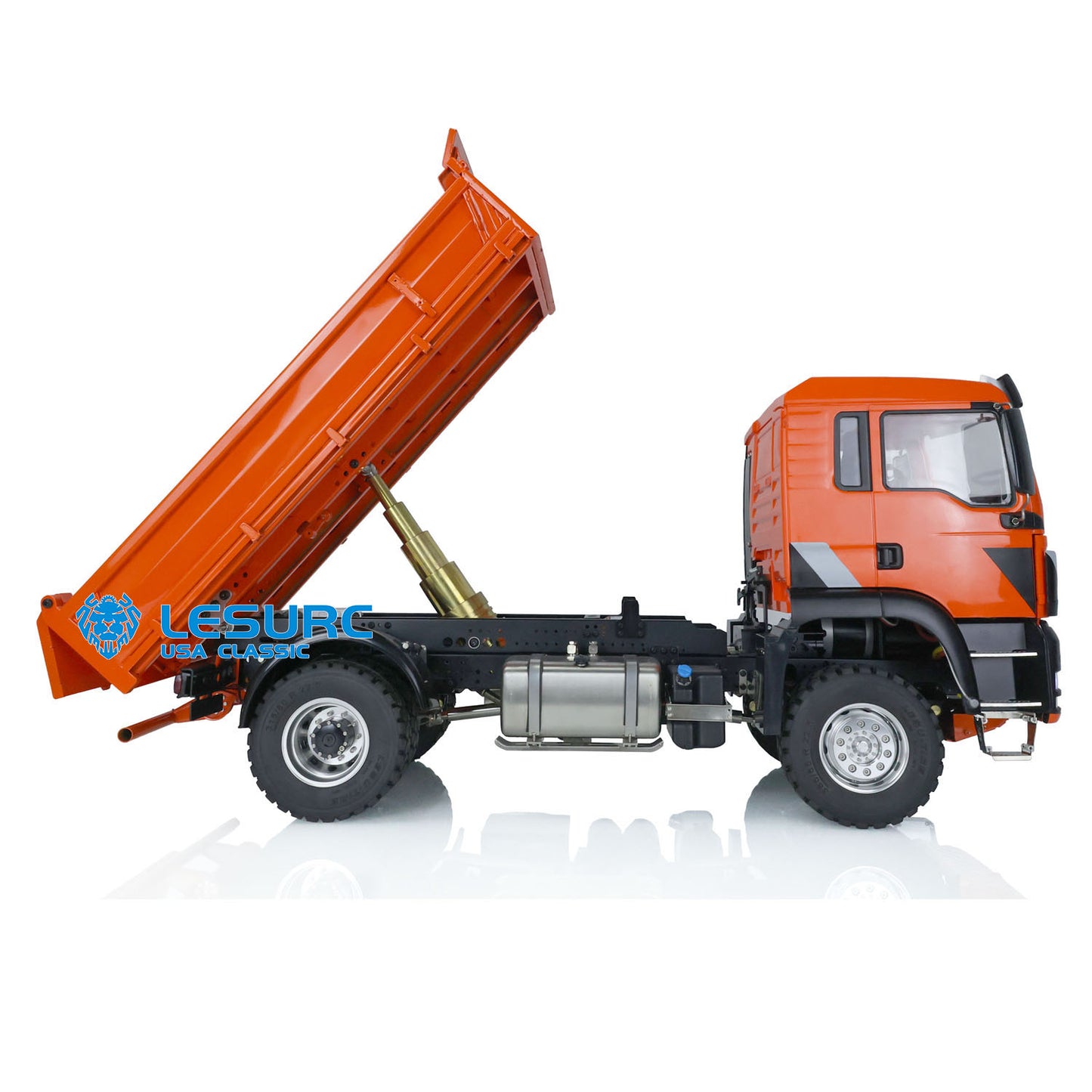 LESU 4*4 1/14 Metal Chassis RC Hydraulic Dumper Truck for TGS Tipper Car Models I6S Remote Control 5200MAH Battery