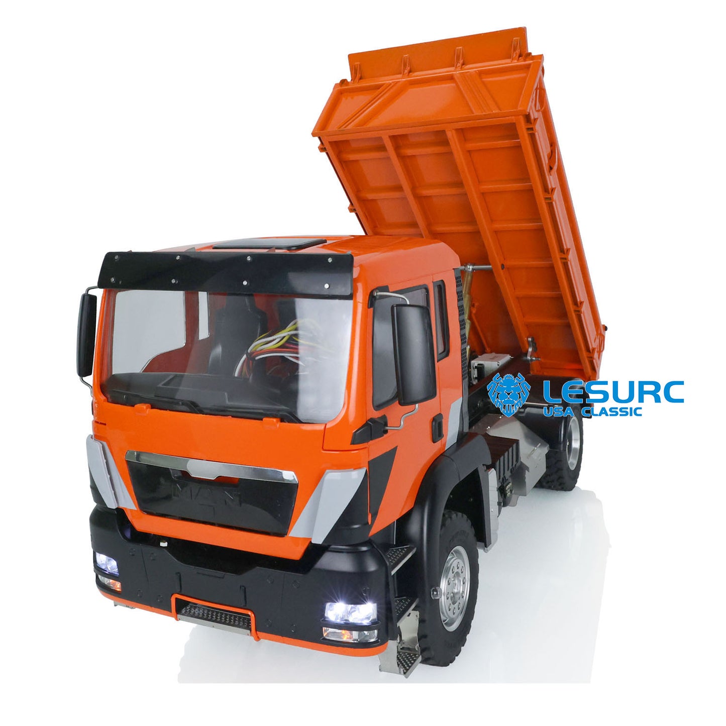 LESU 4*4 1/14 Metal Chassis RC Hydraulic Dumper Truck for TGS Tipper Car Models I6S Remote Control 5200MAH Battery