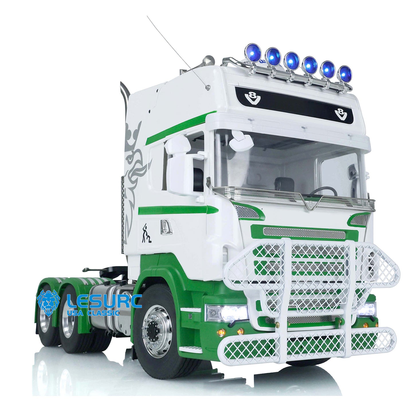 1/14 Scale LESU Remote Controlled Tractor Truck for 6x6 Remote Control Cars Model Metal Chassis Sound Light System Motor Servo ESC