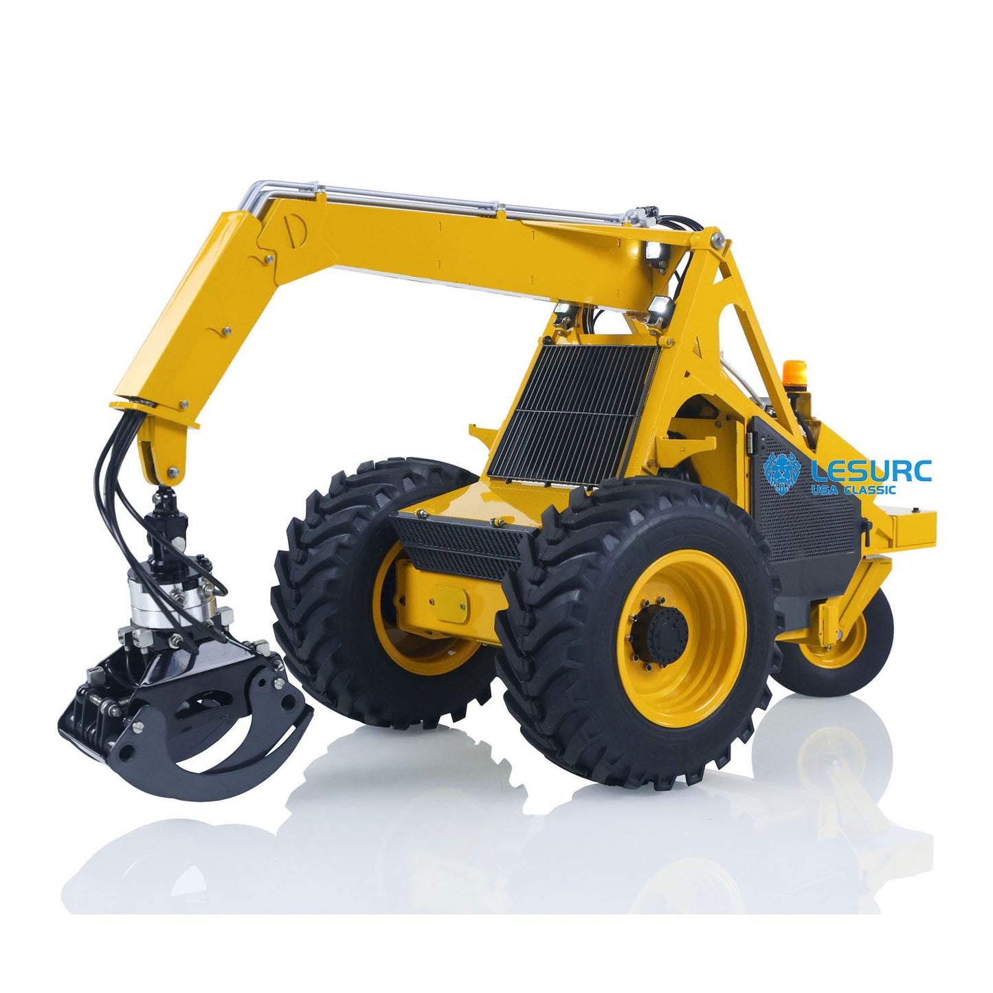 Metal LESU AOUE 225A 1/14 Remote Control Hydraulic Log Loader RC Sugarcane Loader Grabber Pump 4CH Valve Wheeled Model Car