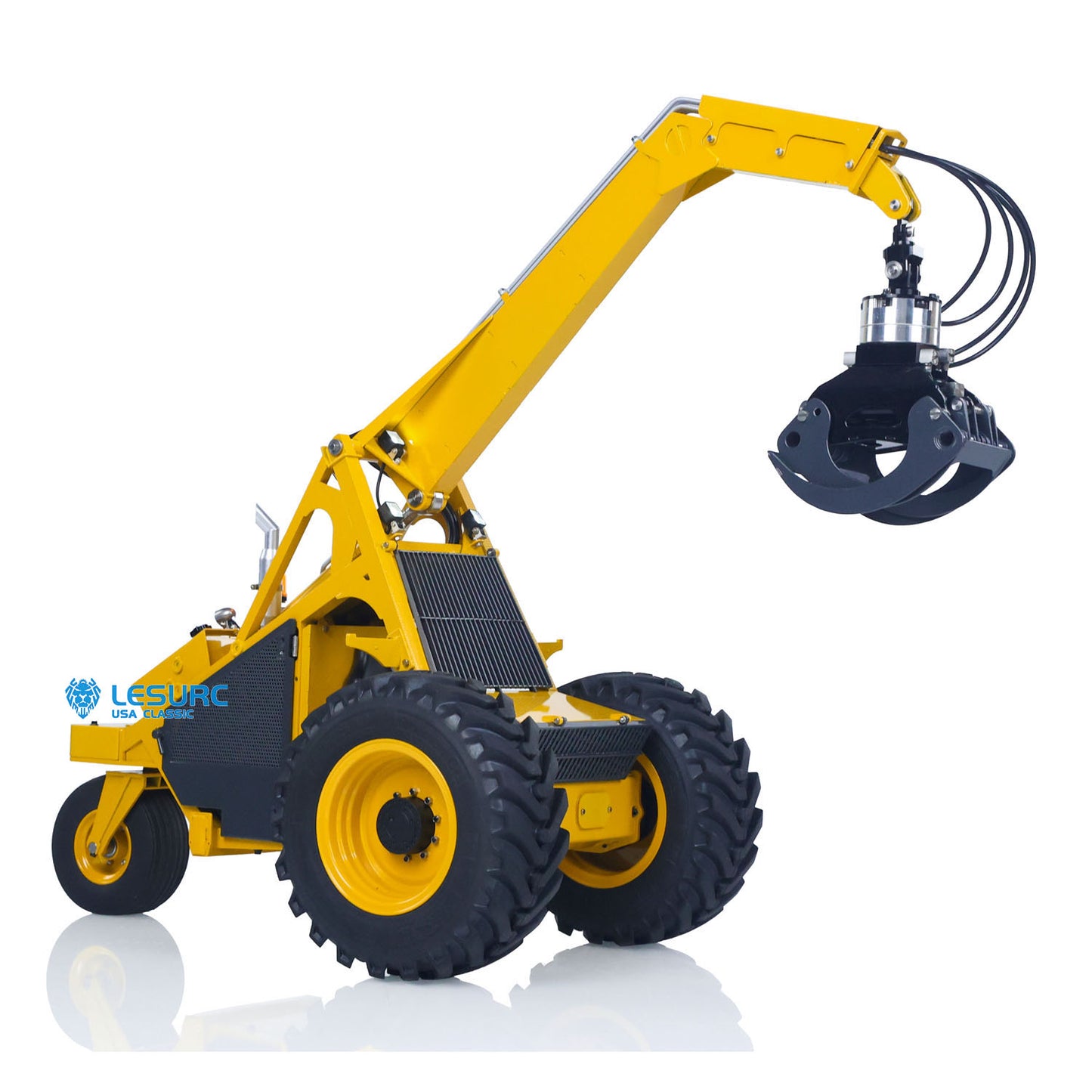 Metal LESU AOUE 225A 1/14 Remote Control Hydraulic Log Loader RC Sugarcane Loader Grabber Pump 4CH Valve Wheeled Model Car