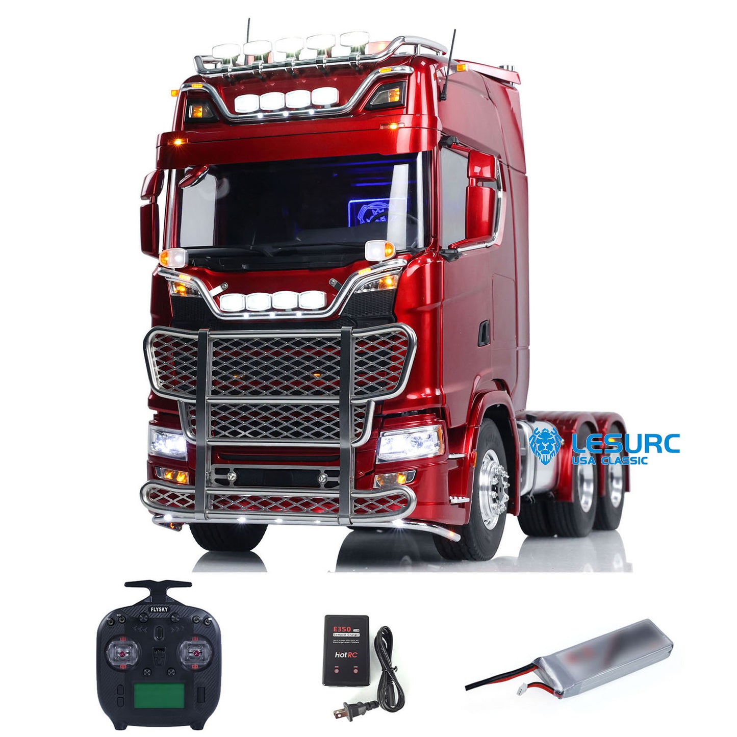 LESU 1/14 RC Tractor Truck 6*6 770S Metal Chassis Simulation Car Model Light Sound Smoke Differential 2-Speed FlySky ST8 Radio