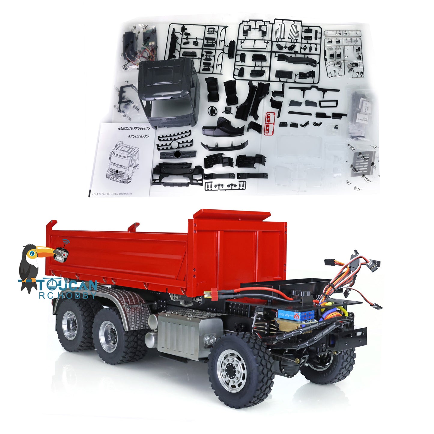 LESU KABOLITE Cabin 3348 6*6 1/14 Scale 3Axles RC Three-way Tipper Dumper Construction Vehicle Car Model W/ Motor Servo ESC