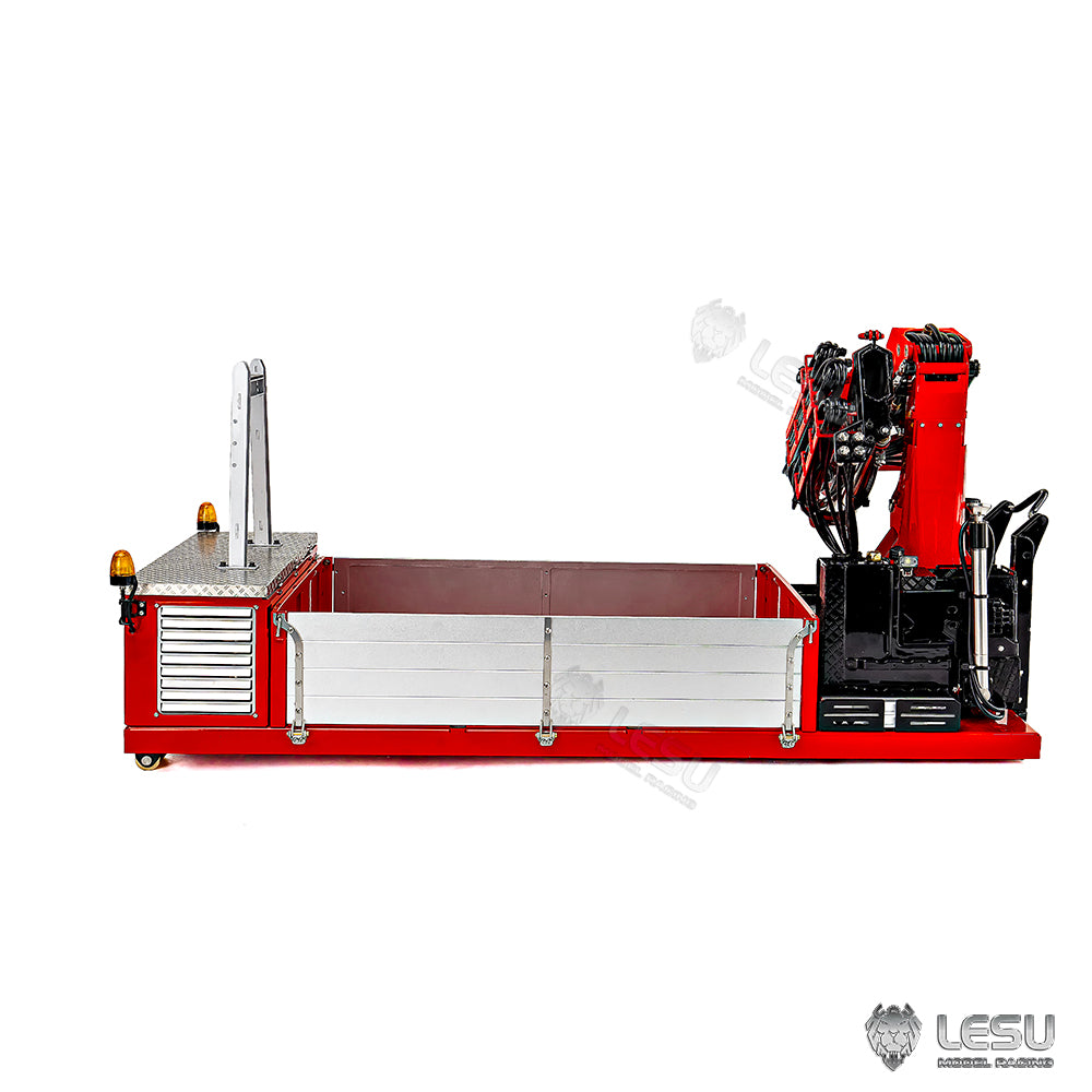 Metal Cargo Box Hydraulic Crane for LESU 1/14 Roll on Off Dumper Truck DIY Tipper Model Emulated Vehicle 7CH Valve Pump Lights