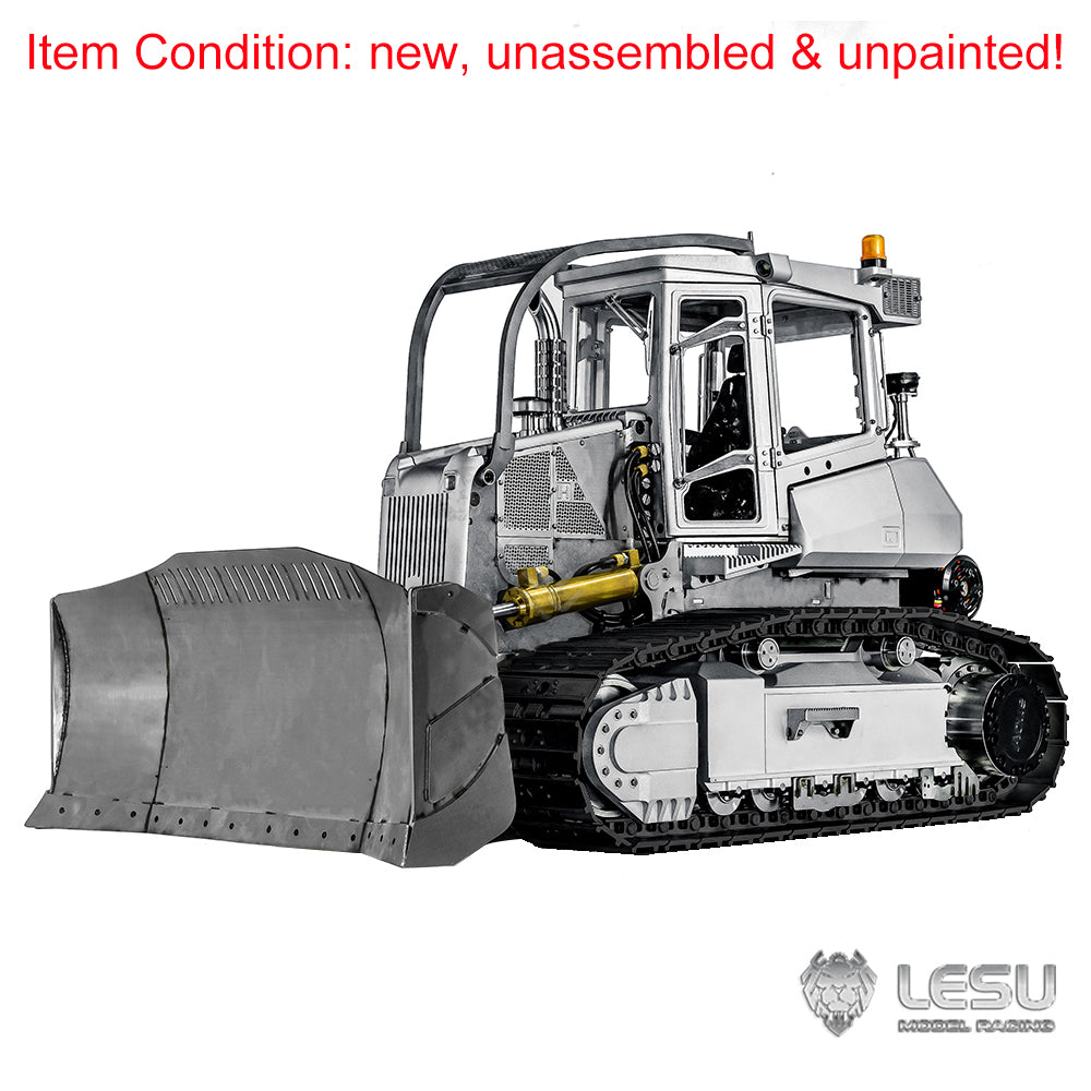LESU 1:14 RC Hydraulic Bulldozer Aoue 850K Black Track Metal Radio Control Dozer KIT Version Light Sound System