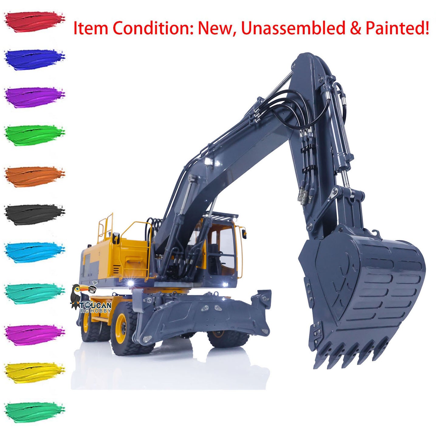 LESU 1/14 Scale RC Model Metal Hydraulic Aoue ET30H Wheeled Excavator Digger Pump Valve Light Motor Servo ESC Upgrade Accessories