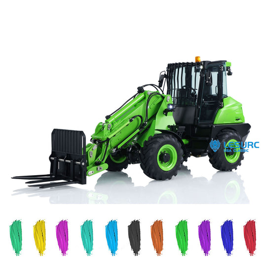 LESU AT1050 1/14 RC Hydraulic Telescopic Arm Loader Fork 4X4 Metal Finished Forklift Truck Electric Car Model Light Sound Servo