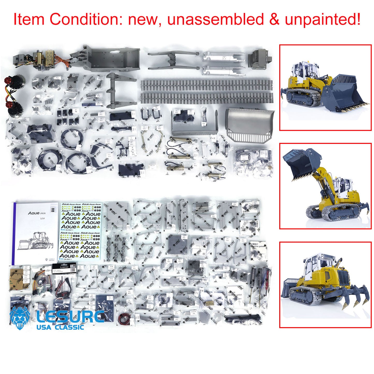 IN STOCK LESU 1/14 Metal Hydraulic Tracked RC Unpainting/Painted Loader W/ Servo ESC Decals Light Sound System 4CH Valve Motor Bucket
