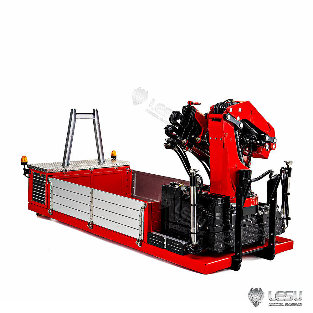 Metal Cargo Box Hydraulic Crane for LESU 1/14 Roll on Off Dumper Truck DIY Tipper Model Emulated Vehicle 7CH Valve Pump Lights