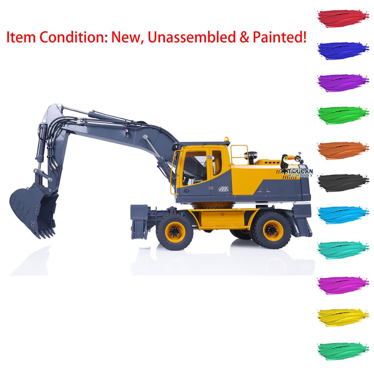 LESU 1/14 Scale RC Model Metal Hydraulic Aoue ET30H Wheeled Excavator Digger Pump Valve Light Motor Servo ESC Upgrade Accessories