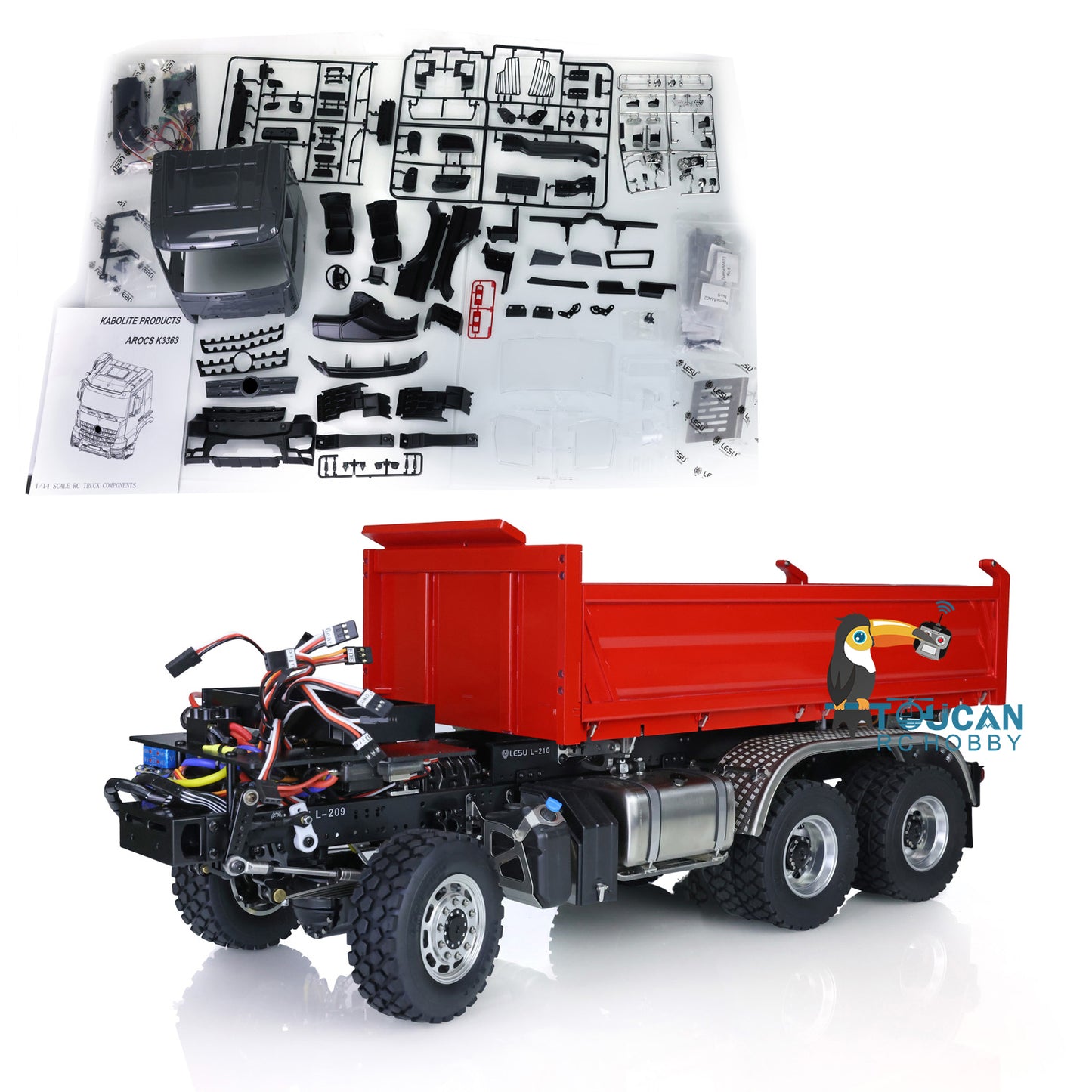 LESU KABOLITE Cabin 3348 6*6 1/14 Scale 3Axles RC Three-way Tipper Dumper Construction Vehicle Car Model W/ Motor Servo ESC