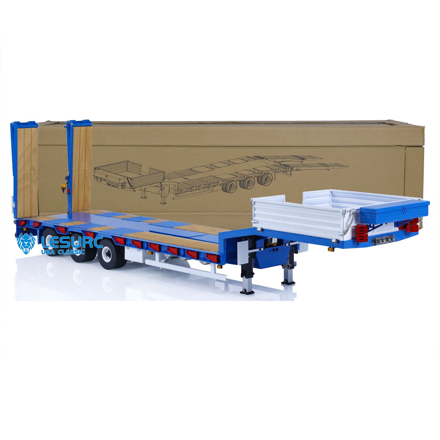 IN STOCK Metal Trailer for LESU 1/14 Hydraulic RC Truck Radio Control Tractor Construction Vehicle Hobby Model Lifting Tailboard RTR Verison