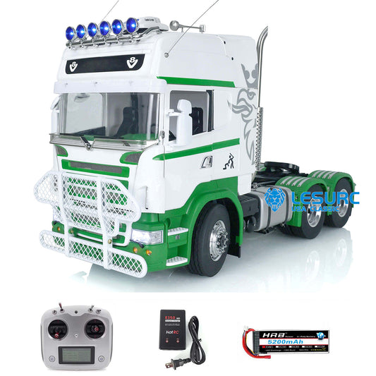 1/14 Scale LESU Remote Controlled Tractor Truck for 6x6 Remote Control Cars Model Metal Chassis Sound Light System Motor Servo ESC