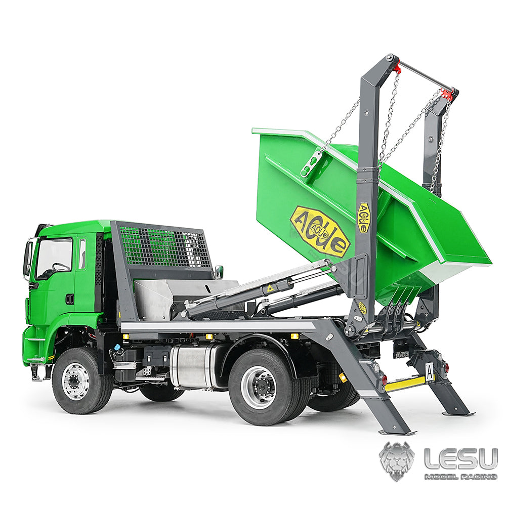 LESU Metal 1/14 RC Hydraulic Swing Arm Garbage Truck 4X4 Skip Loader RTR TGS Car Radio Control Emulated Vehicle Model 4CH 3Speed