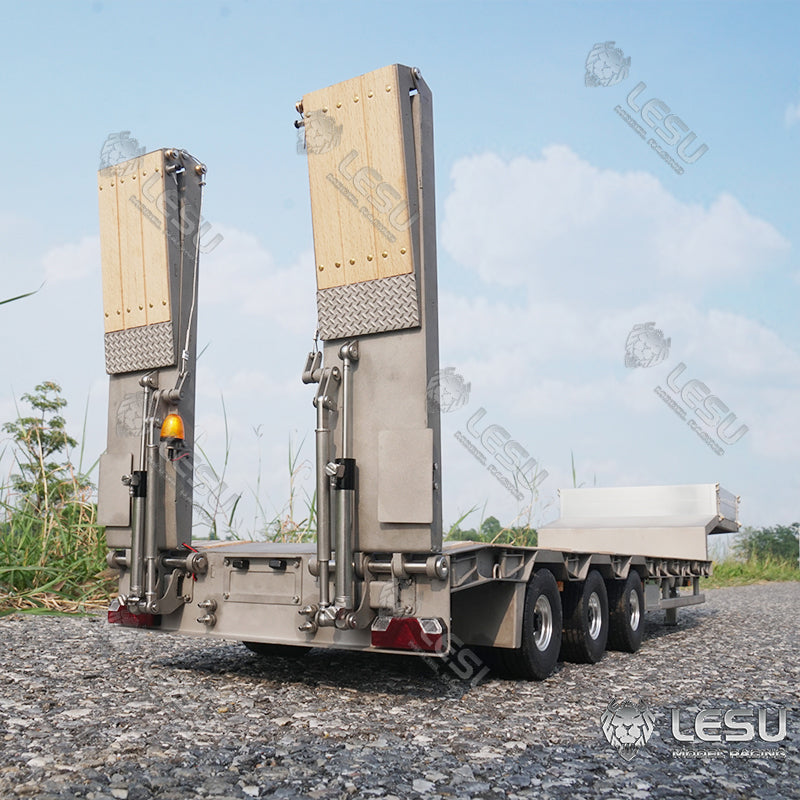 1/14 LESU Metal Trailer Model Kit W/Hydraulic Lifting Tail Board Reversing Valve ESC Motor For Remote Control Tractor Truck