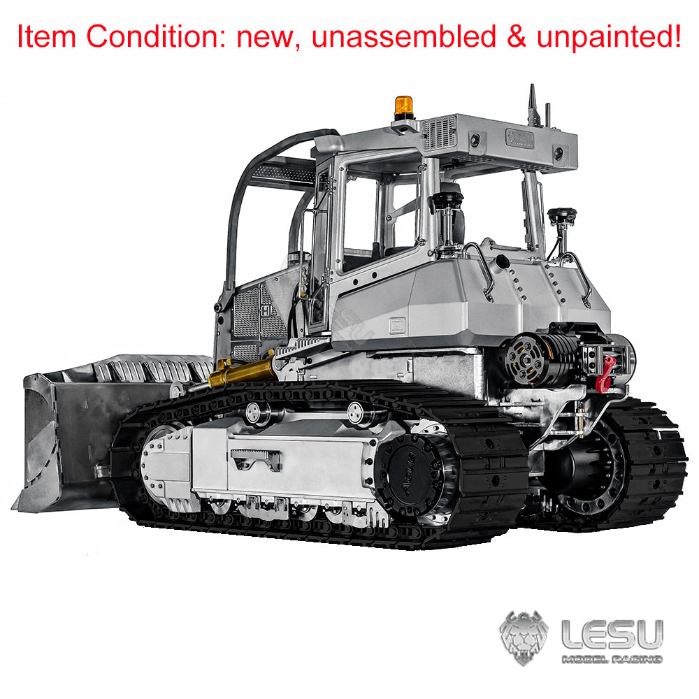 LESU 1:14 RC Hydraulic Bulldozer Aoue 850K Black Track Metal Radio Control Dozer KIT Version Light Sound System