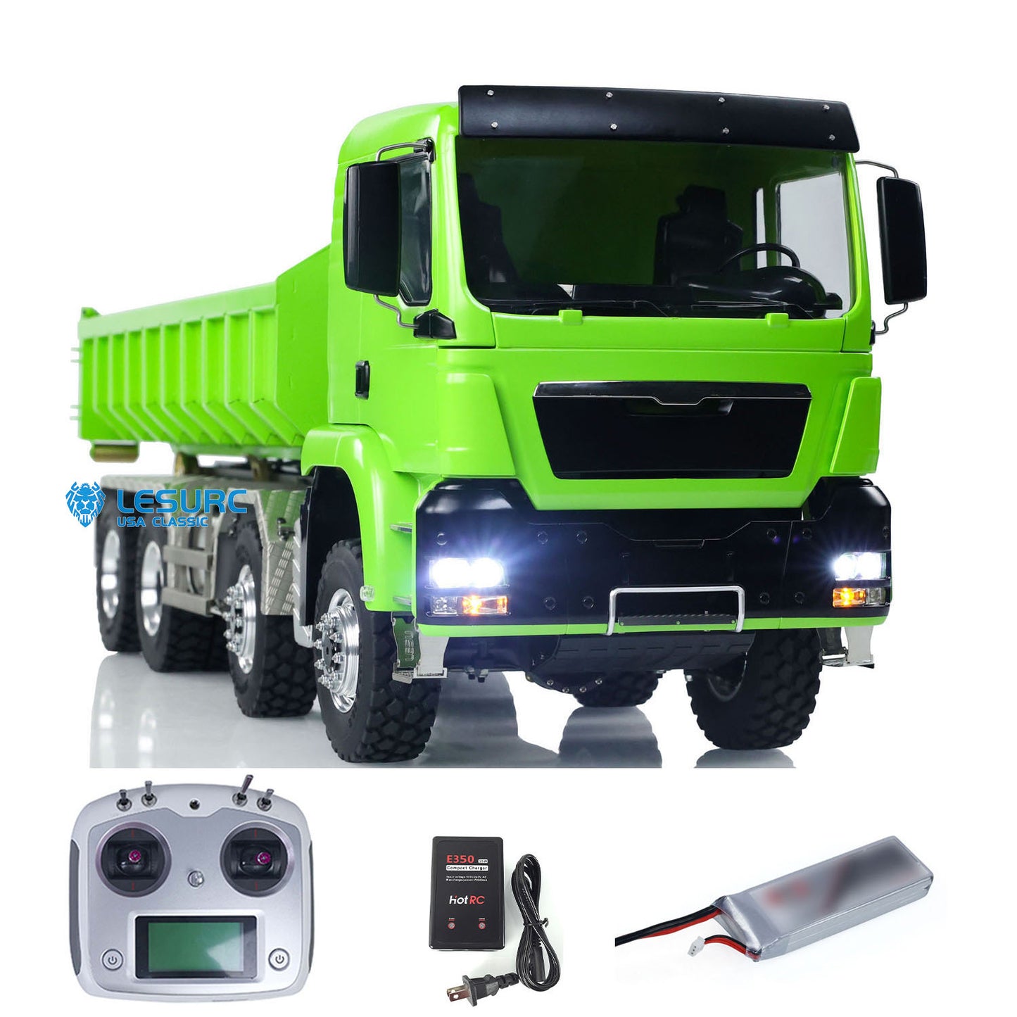LESU TGS 1/14 RC Hydraulic Roll On Off Dump Truck 8x8 Metal Chassis Dumper Differential Lock EDS Axles 2Speed Gearbox Model Car