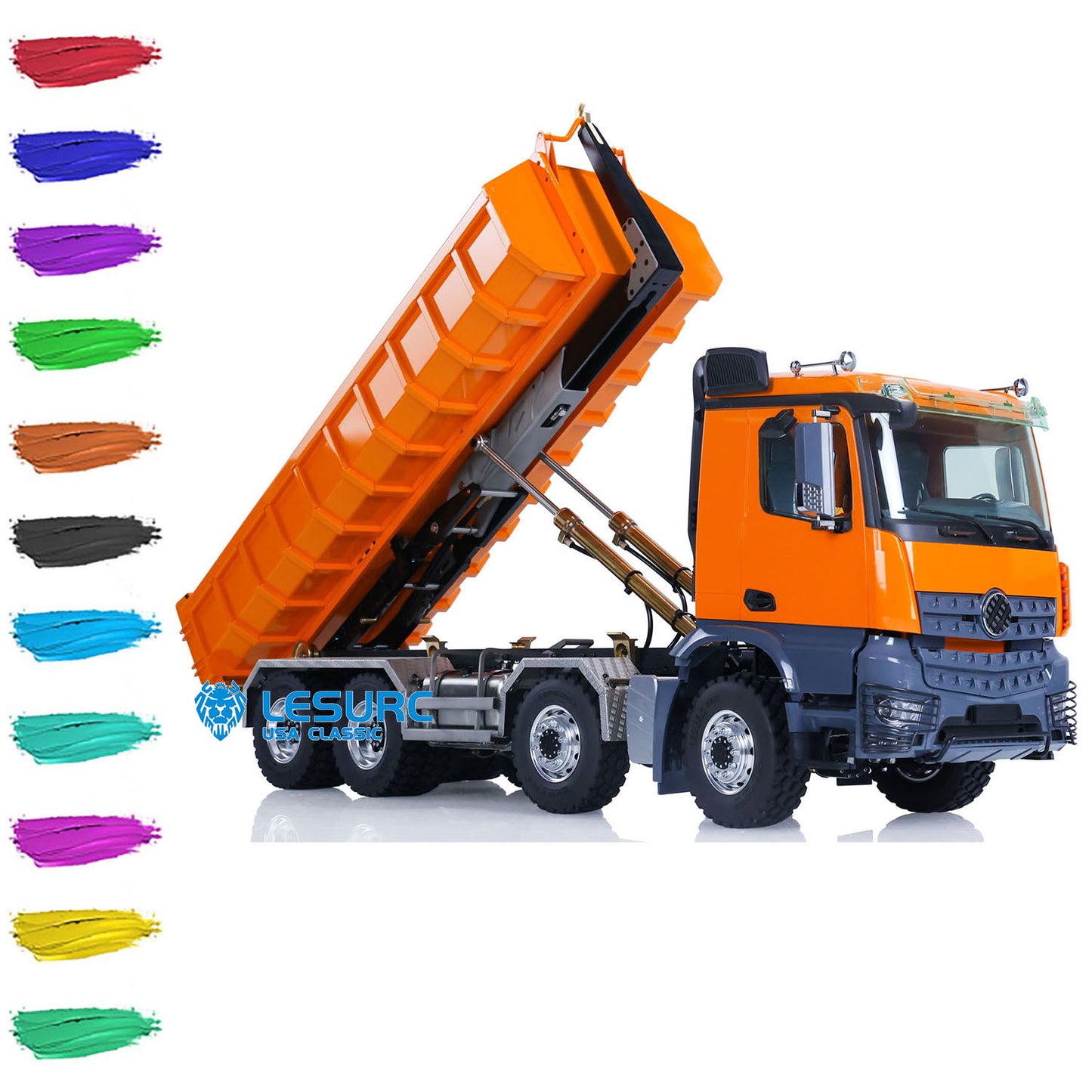 LESU 1/14 8*8 for Hydraulic RC Dumper Truck Roll On/Off Tipper Construction Vehicle Model W/ Sound Light System Motor Servo