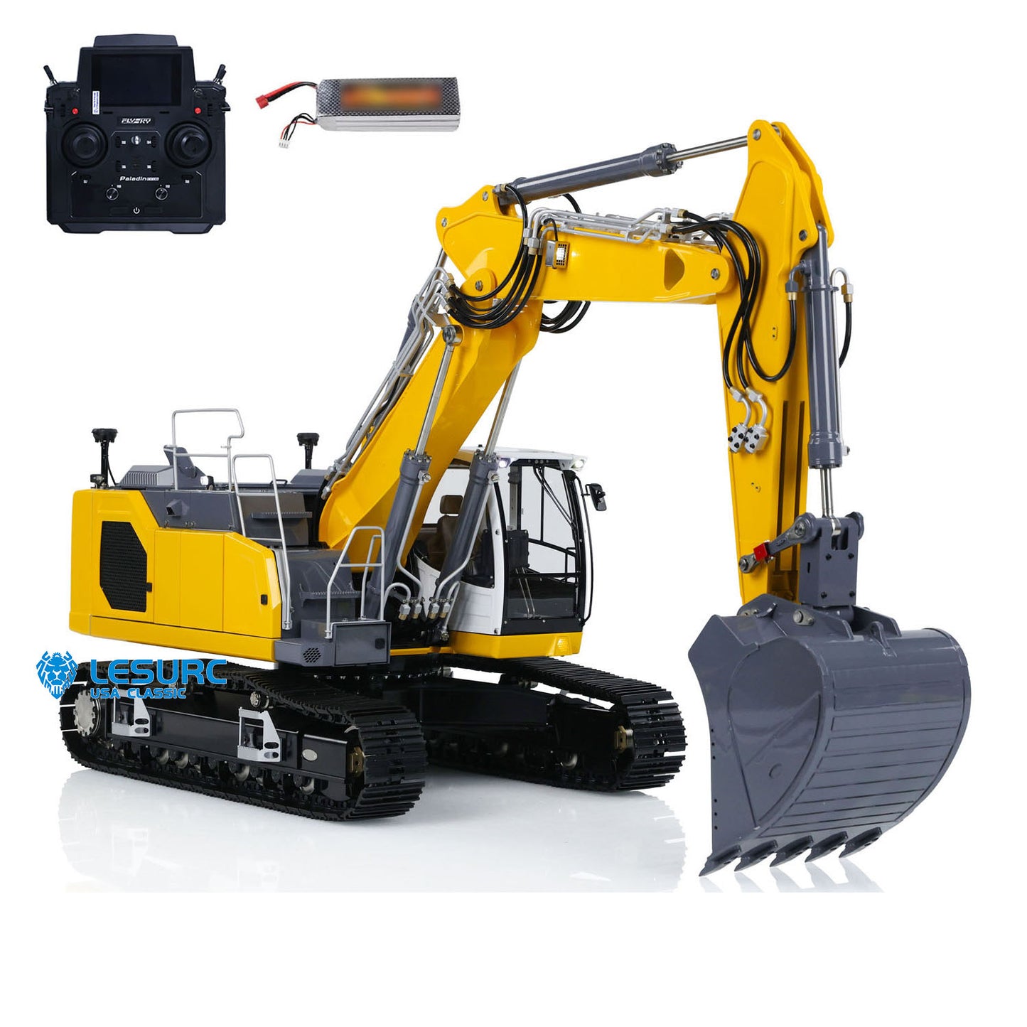 LESU Metal 1/14 Aoue LR945 3-arm Hydraulic RC Digger Painted Assembled Excavator Radio System Model