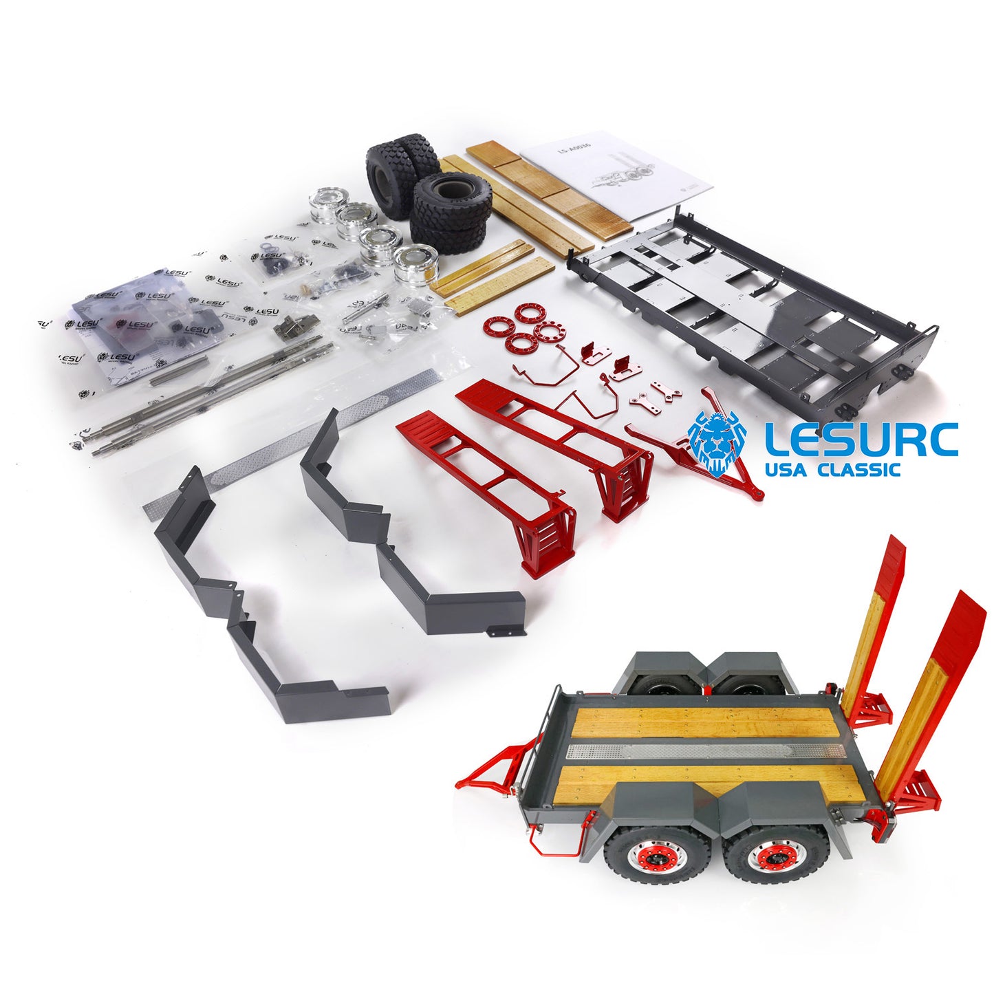 1/14 LESU Metal RC Hydraulic Loader Wheeled Aoue-LT5H Skid-Steer Car Model Kits Sound Light System Motor ESC Replacements