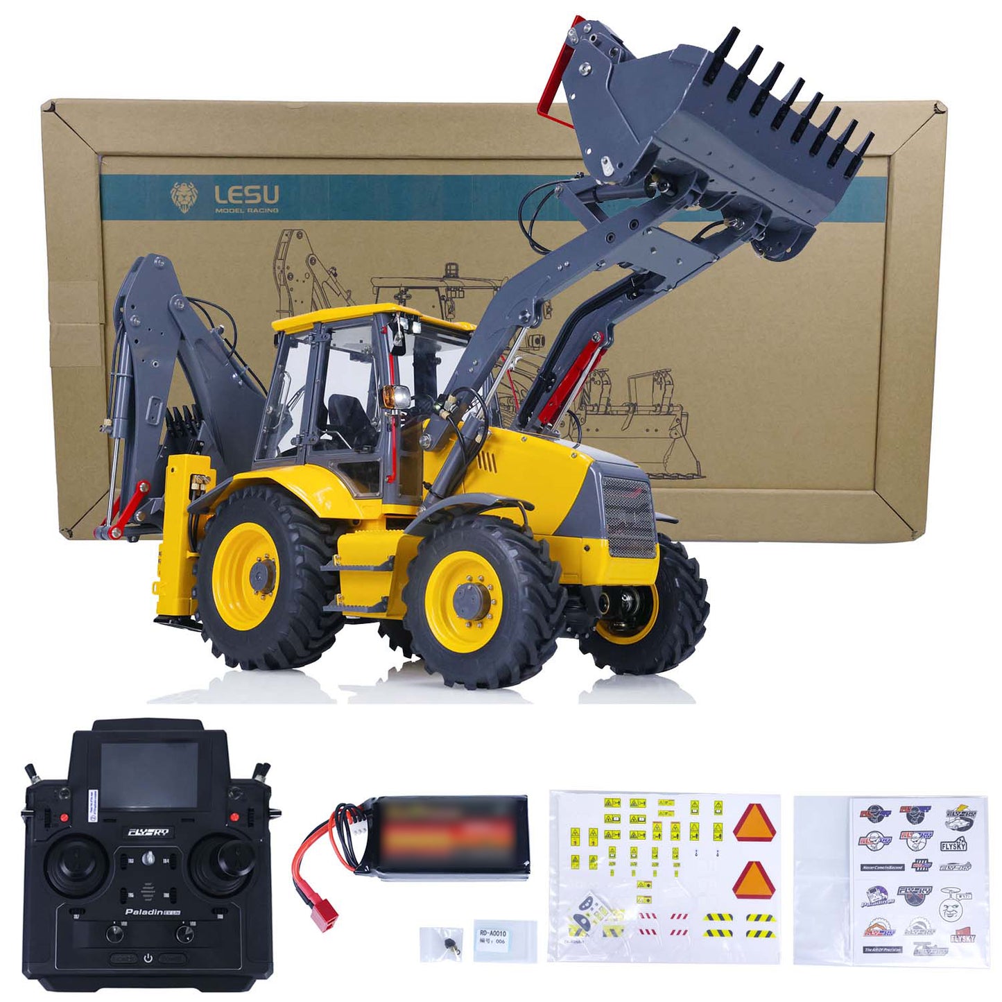LESU 1/14 RC Backhoe Loader Metal Hydraulic AOUE BL71 2 in 1 Electric Excavator Assembled W/ Motor ESC Light Sound PL18EVLite