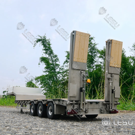 1/14 LESU Metal Trailer Model Kit W/Hydraulic Lifting Tail Board Reversing Valve ESC Motor For Remote Control Tractor Truck