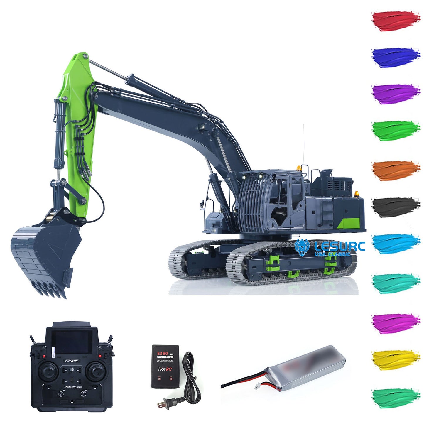 LESU 1/14 RC Metal Hydraulic Excavator Aoue ZX490 Upgraded Remote Control Heavy Digger Model Paladin PL18EV Lite Sound Smoke