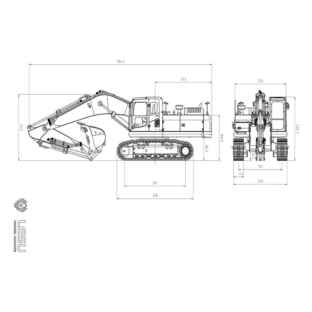 1/14 LESU Hydraulic RC Tracked Excavator AC360 Metal Electric Digger Painted Assembled Motor Light System