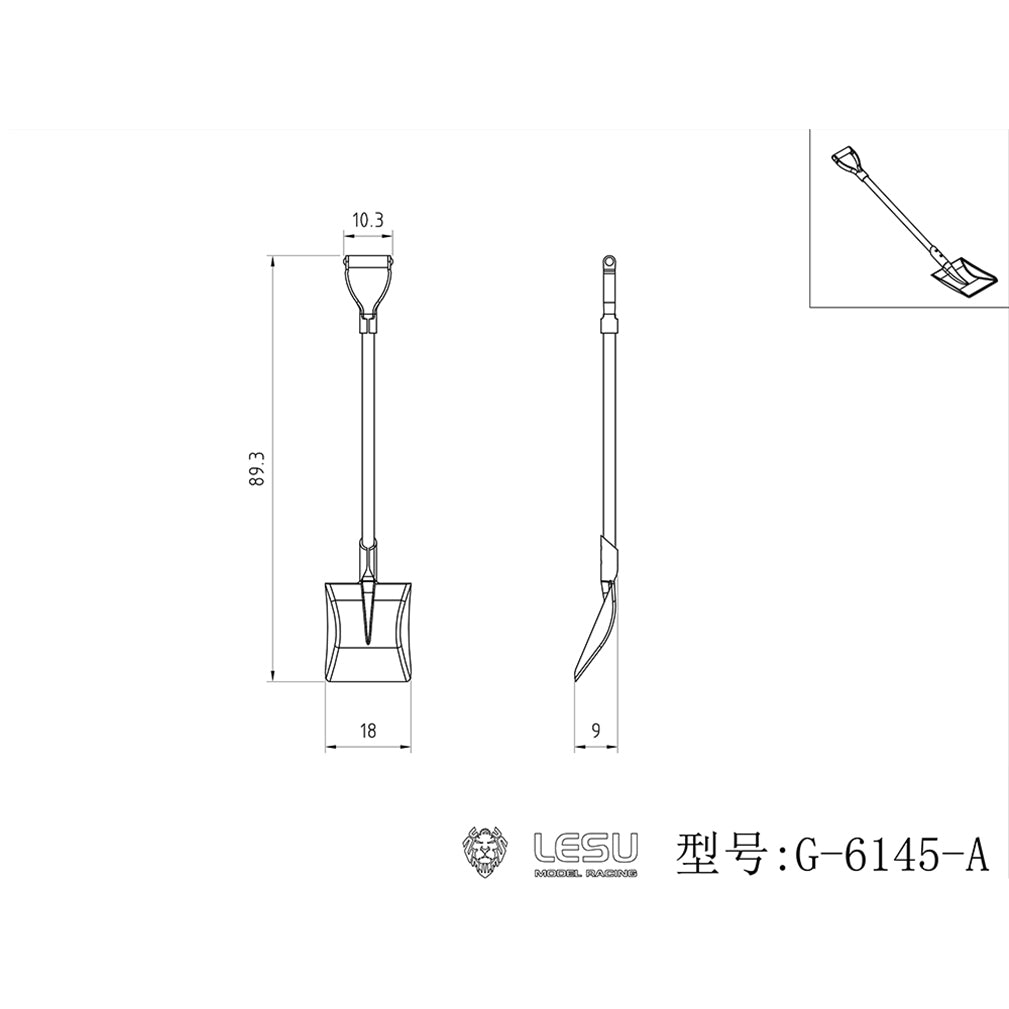LESU 1/14 Metal Spare Parts Simulated Square Spade Suitable for RC Trucks Dumper Construction Vehicles Model DIY Accessory