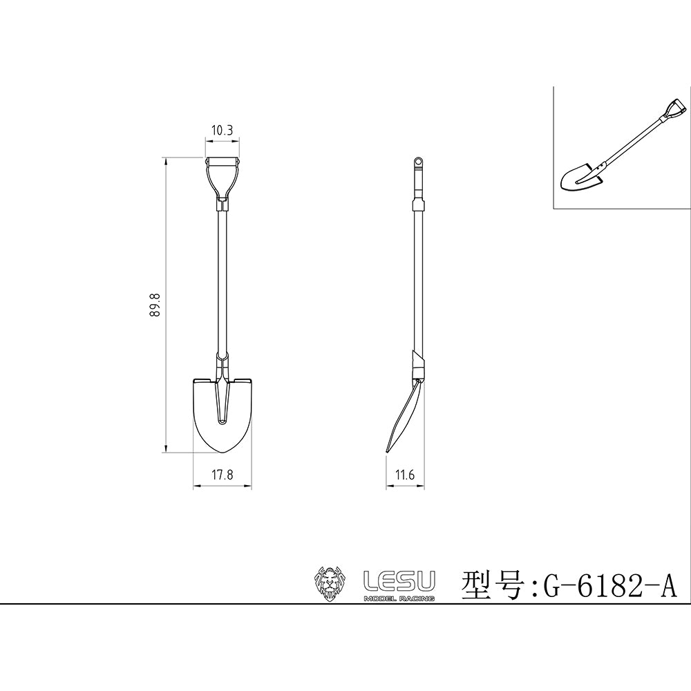 LESU 1/14 Metal Spade Wheelbarrow Model Set for RC Engineering Vehicle Truck Car RC Truck Simulation Ornament