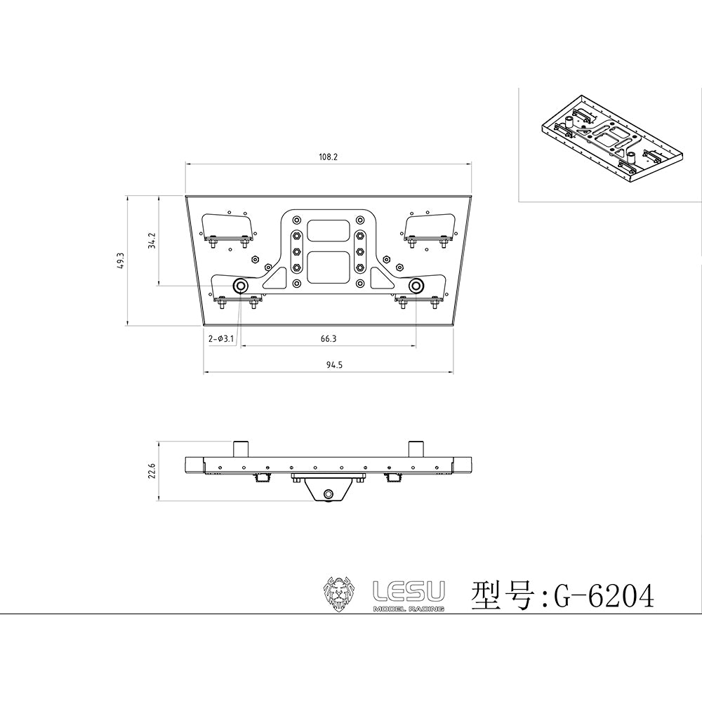 LESU Metal Front Tow Hook Coupler Trailer Hook for Upgrade 1/14 RC Tractor Truck R470 R620 R730 Car Model