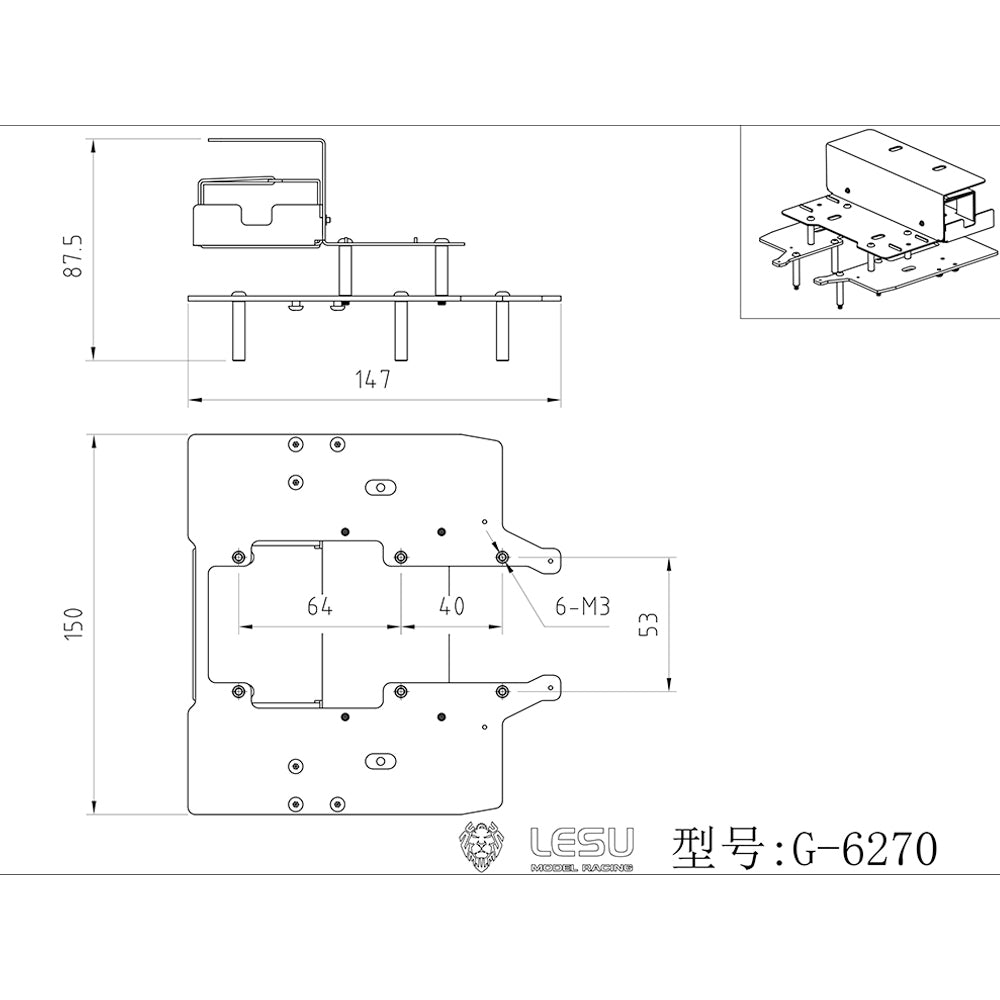 LESU Metal Cab Loose-leaf Bracket Battery Compartment Fixed Set for 1/14 RC Tractor Truck 770S Car Model Parts