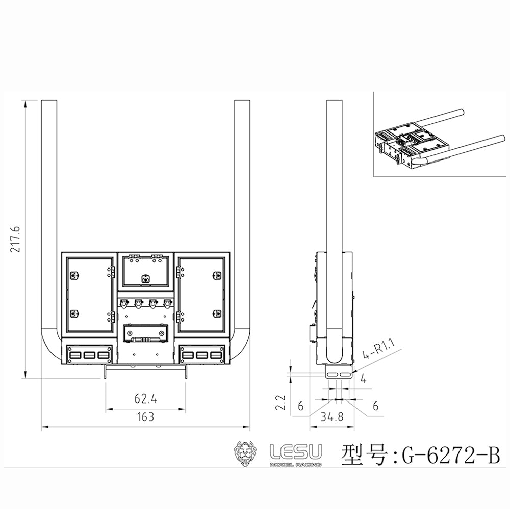 Metal Exhaust Pipe Chimney LED Light for DIY TAMIYA LESU 1/14 RC Tractor Truck Radio Controlled Lorry Car Model Parts 3363 1851