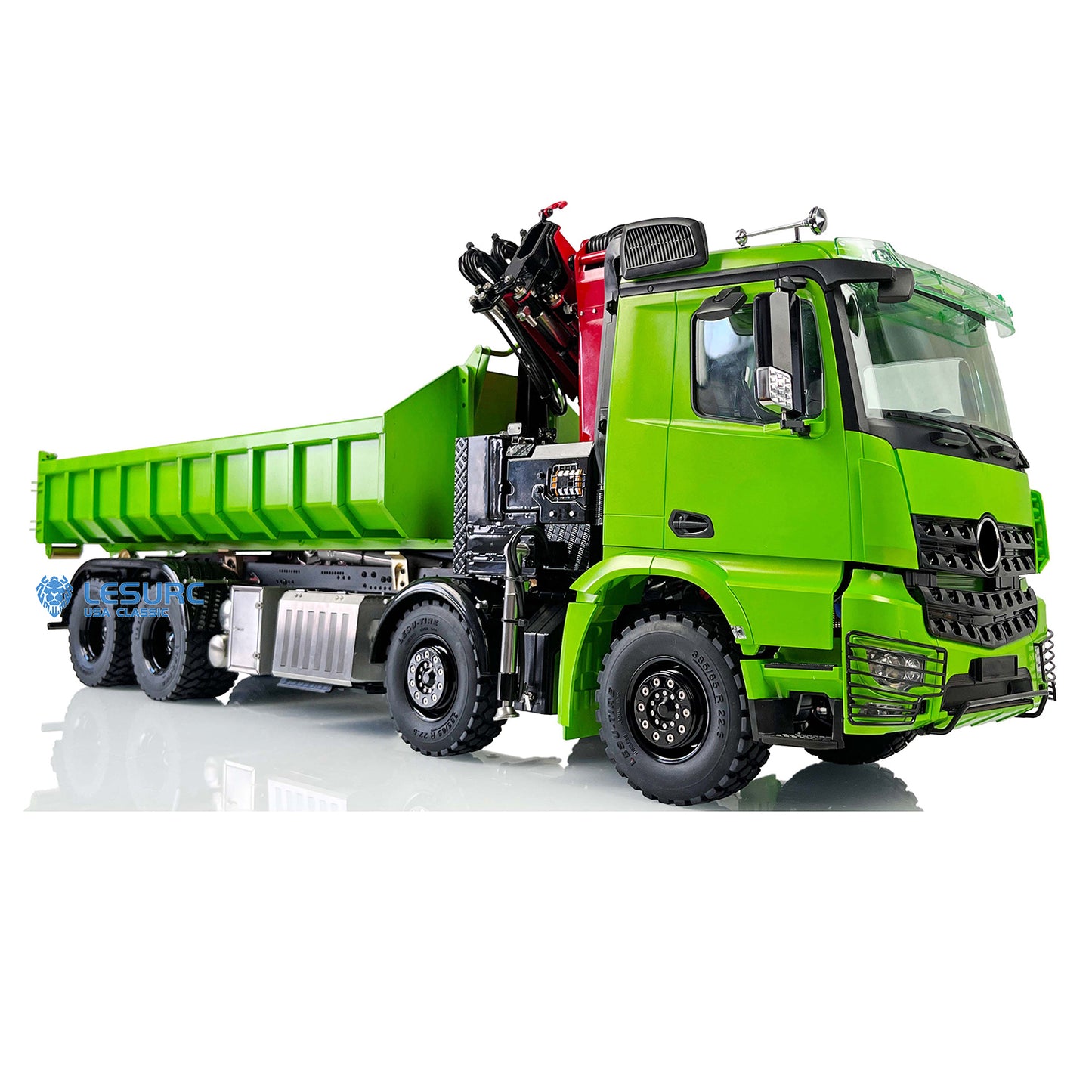 LESU 1/14 8x8 RC Metal Hydraulic Crane Dumper Tipper Truck Electric Dump Car W/ Light Sound ESC Motor W/O Radio Battery Charger
