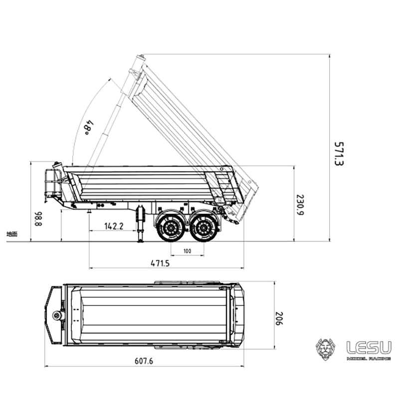 LESU Metal RC Hydraulic Dumper Trailer Pump for 1/14 Scale Tractor Truck Construction Vehicle DIY W/ Electronic Legs
