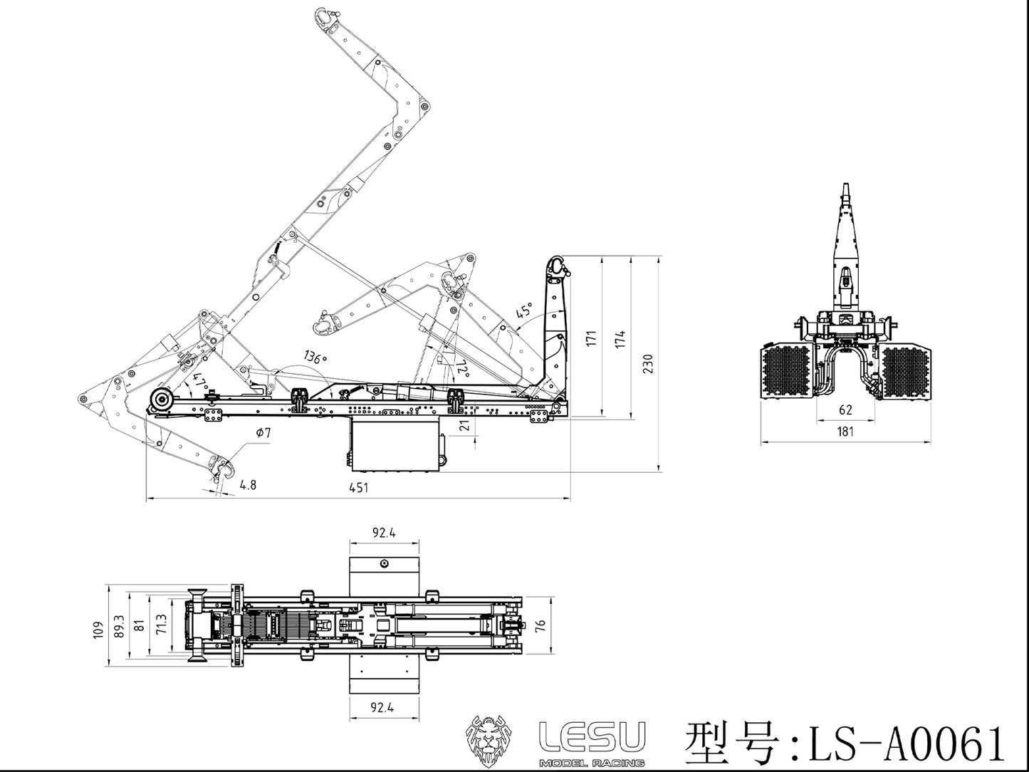 LESU Metal Foldable Roll On Off Dumper Set Suitable for 1/14 RC Hydraulic Full Dumper With 5TH Reversing Valve No Brush Motor