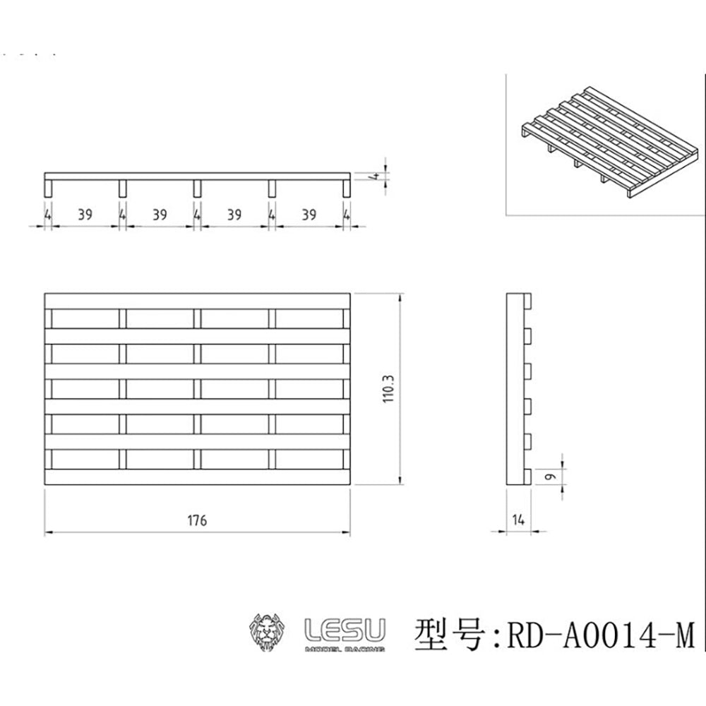 LESU Wooden Pallet Support Plate Decoration Parts for 1/14 RC Hydraulic Forklift Aoue LD160S RC Loader