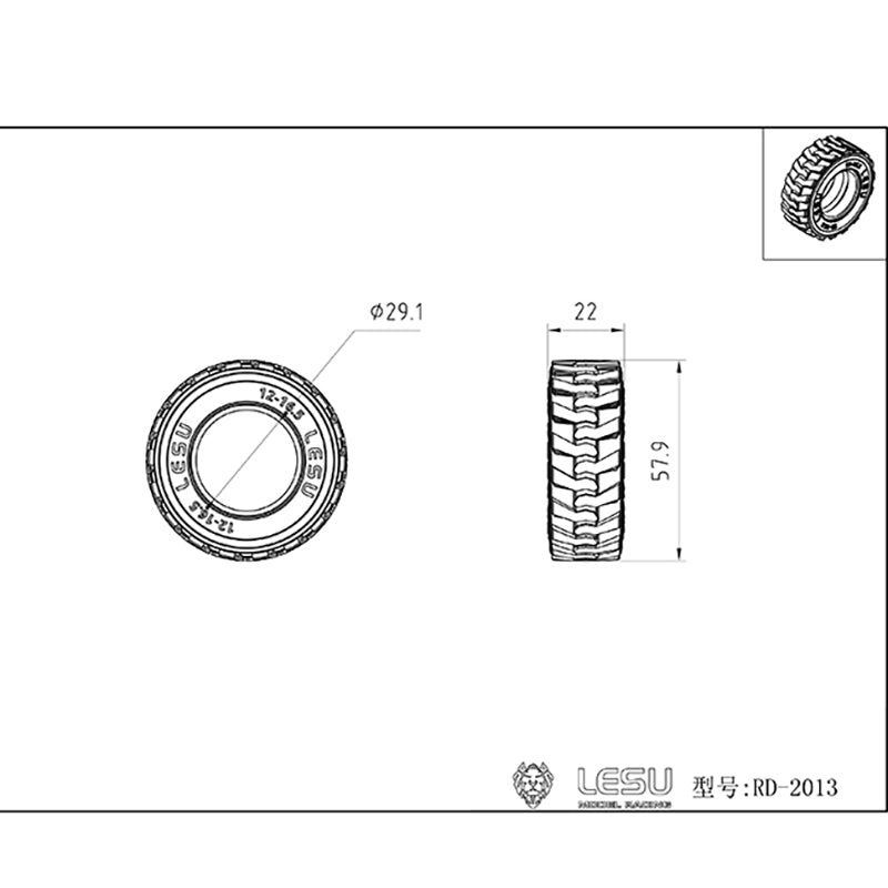 Rear Lights Wheel Hubs 2-in-1 System Rubber Tracks Wheel Tires for 1/14 LESU Skid Steer Loader B0008 A0008 Model Spare Parts